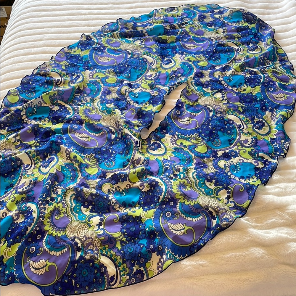 Blue Asymmetrical Vintage multi-way Scarf Cape - Picture 7 of 12